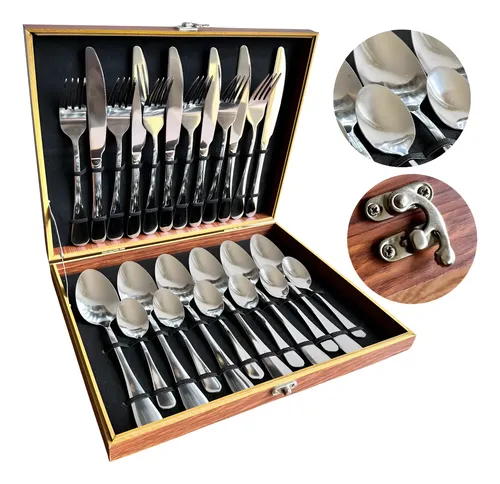 Faqueiro Talher  Aço Inox Luxo 24 Peças Presente Casamento