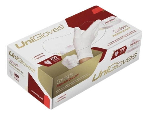 Luvas descartáveis antiderrapantes UniGloves Conforto cor látex natural tamanho  M de látex x 100 unidades 