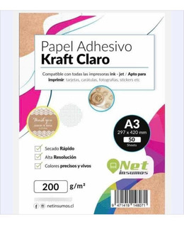 Papel Adhesivo Kraft A4200g 150 Hojas 