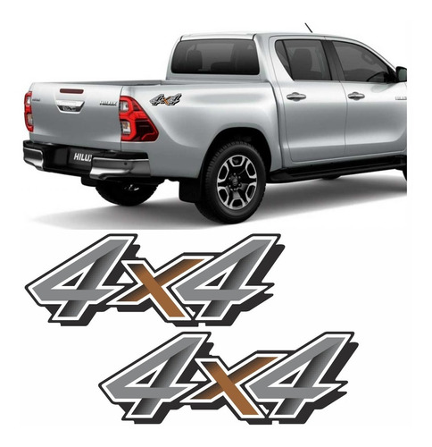 Par Adesivos Emblema Laterais Compatível Com Hilux 4x4 2021