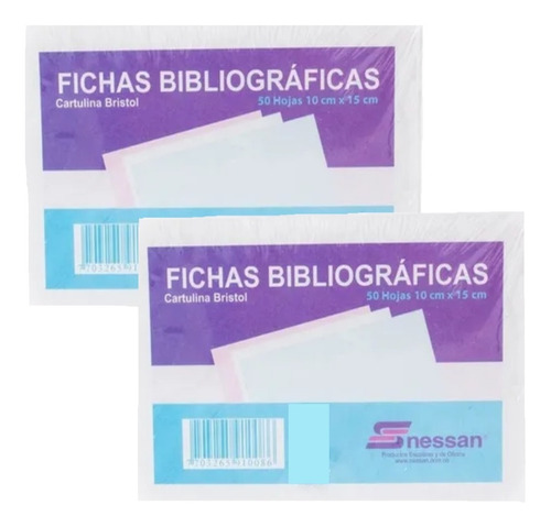 Fichas Bibliograficas 10 X 15 Cm. Blanca 50h. Nessan