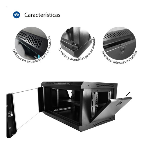 Imagen 4 de 9 de Rack Mural 6 Unidades Minirack Switch Para Pared + Bandeja