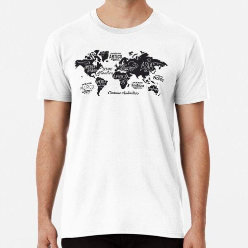 Remera Mapa De Los Continentes Del Mundo Algodon Premium