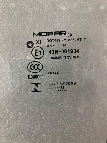 Cristal Puerta Delantera Izq Jeep Grand Cherokee 2014-2021 (Usado)