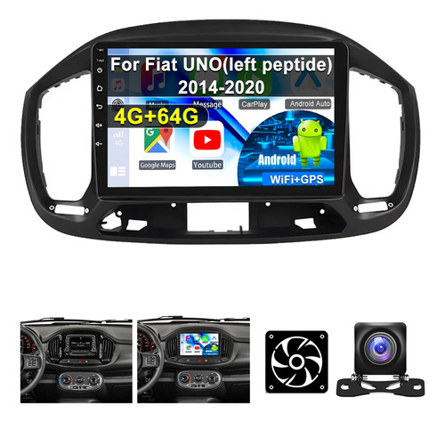 Estéreo Para Fiat Uno 2014-2020 Carplay 4+64g Con Ventilador Fiat Uno 2014-2020