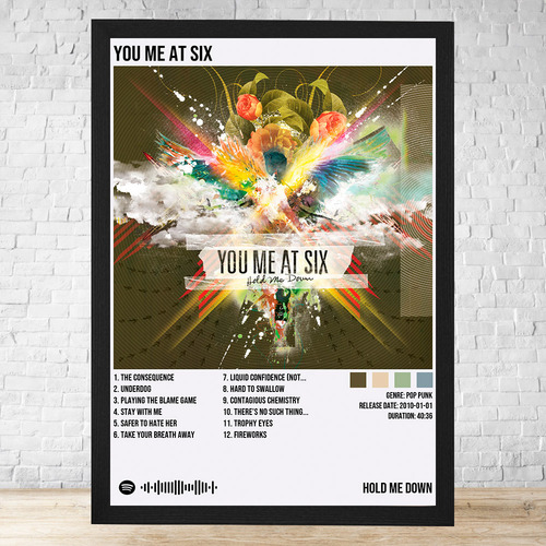 Cuadro You Me At Six Hold Me Down 30x40 Cm C692 Negro Clasico