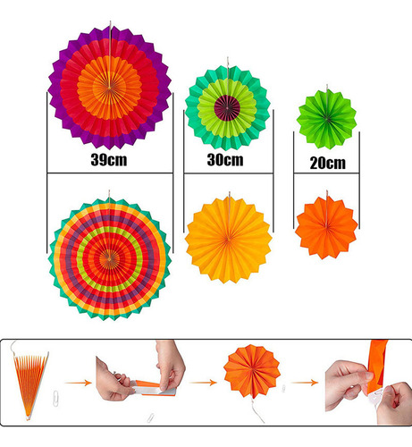 Abanicos De Papel Para Decorar Fiesta Con Temática Mexicana