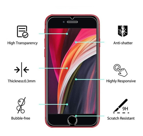 Vidrio Protector Pantalla  iPhone SE 2020  Transparente