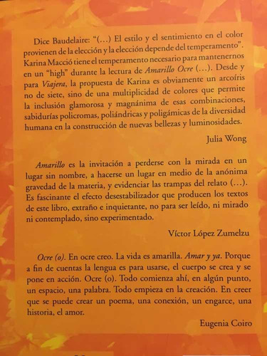 Imagen 2 de 3 de Libro Poesía Ocre Amarillo Karina Macció Viajera Editorial
