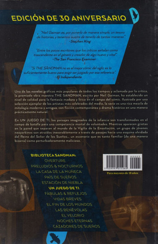 Sandman: Un Juego De Ti, De Neil Gaiman. 30 Aniversario, Vol. 5. Editorial Televisa, Tapa Blanda, Edición 5 En Español, 2020