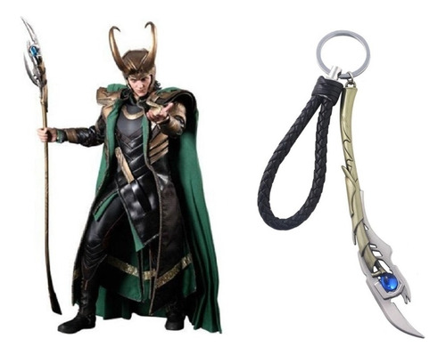 Llavero Marvel Cetro De Loki Con Gema De La Mente Nuevo