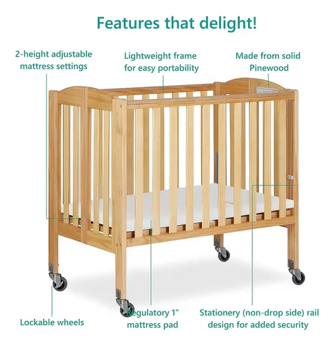 Dream on me 2 in 1 lightweight folding portable stationary side crib online
