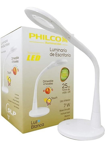 Imagen 3 de 9 de Lampara Led De Escritorio Con Lupa Philco 51410
