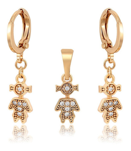 Aretes Oro 18k Laminado Niñas Swarovski  Regalo Preciosos