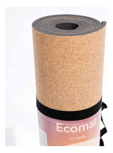 Mat De Yoga 5mm Ionify Ecomat - Corcho - Pilates Fitness Gym Color Negro