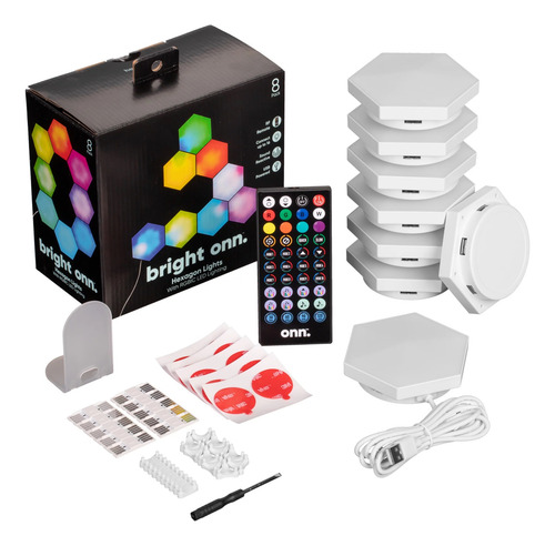 Bright Onn Hexagon Lights Rgbic Para Computadora / 8pack