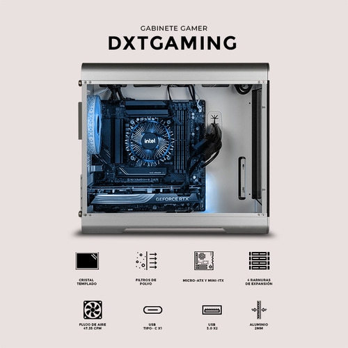 Gabinete Dxt Gaming Titan T6 Micro Torre 1 Fan Usb-c Argb