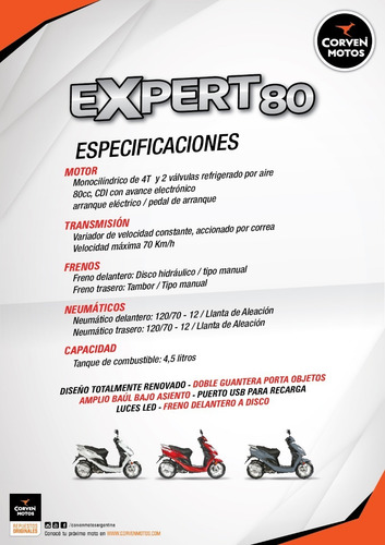 Imagen 5 de 15 de Scooter Corven Expert 80 0km Chakan Moto Mejor Precio