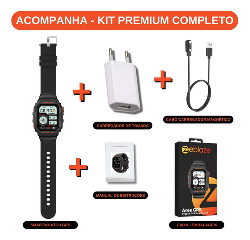 Smartwatch Ares Sport Com Gps + Strava + Alexa Preto Sport Mesh Preto Preto