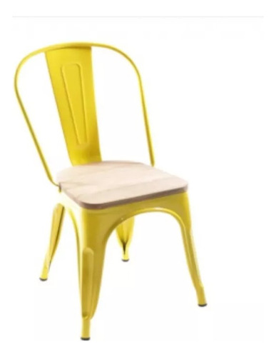 Pack 4 Sillas Tolix Con Asiento De Madera