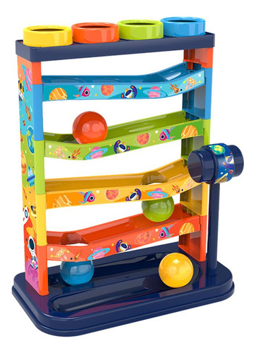 Juego De Pista De Carreras De Bolas De 5 Niveles Y Martillo