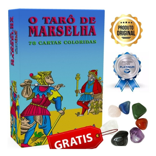 Imagem 1 de 10 de Baralho Tarot Marselha Original 78 Cartas+brinde Kit 7pedras