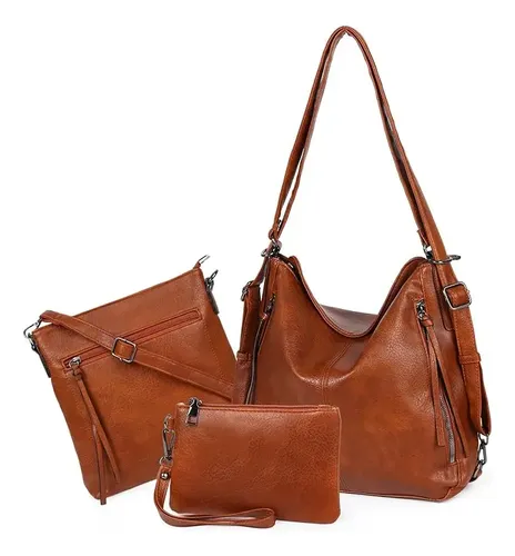 3 Peças Bolsa Transversal Feminina Mochila De Mão Carterira