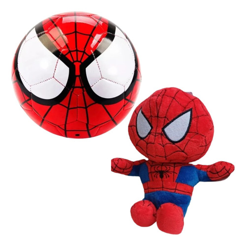 Balón De Futbol #5 Y Peluche De Spiderman 25cm Avengers 