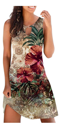 Vestido Casual Holgado De Verano Con Estampado Floral En L P