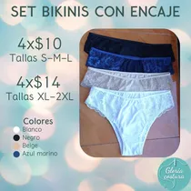 Comprar Set De 4 Panties Bikinis Con Encaje En Los Costados