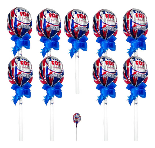 Paleta Tutsi Pop Gigante 10 Con 10 Pz C/u Cereza Goma Mascar