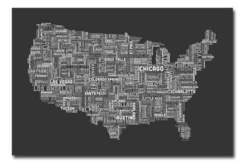 Mapa Ciudades Ee. Uu. Por Michael Tompsett, 30x47  - Arte Pa