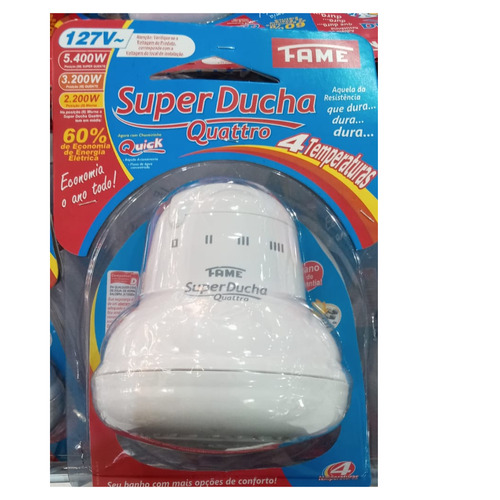 Imagem 5 de 5 de Chuveiro elétrico de parede Fame Super Quattro branco 5400W 127V
