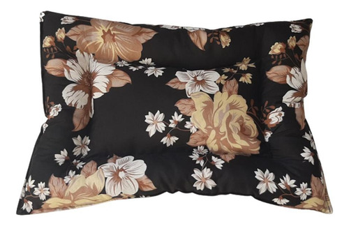 Cama Almofada Colchonete Para Cães E Gatos - Floral Preto