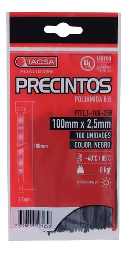 Precintos Tacsa 100 Uni 100mm X 2,5mm