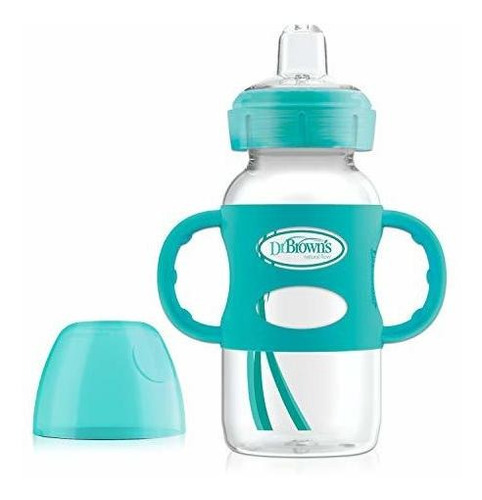 Dr Browns Sippy Botella Para Bebe Con Mango De Silicona 100% Color Verde dr. brown's