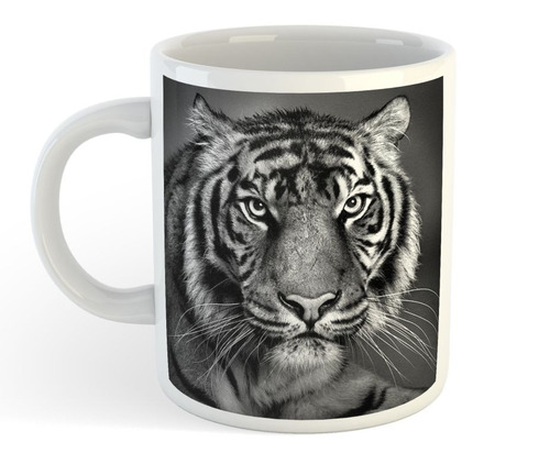 Taza De Ceramica Tigre Blanco & Negro Hermoso Felino Wild