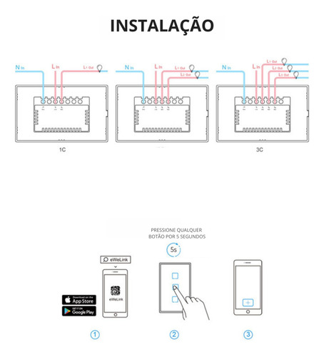 Sonoff® T2 Us 3 Botões-touch Wi-fi *aceita Controle Remoto*