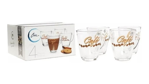 Set 4 Tazas Apolo Decoradas 345ml - Crisa