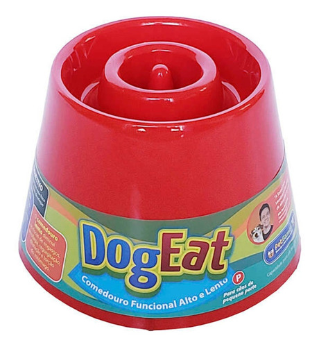 Comedouro Lento Elevado Pet Games Dog Eat Vermelho