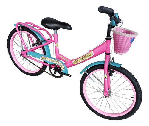 Bicicleta playera infantil Danger Paseo Lady Flowers R20 1v frenos v-brake color rosa/verde con pie de apoyo  