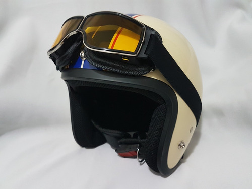 Óculos Moto Proteção Capacete Aberto Café Racer Amarelo