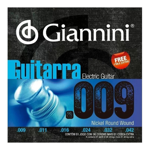 Imagem 1 de 1 de Encordoamento Guitarra Giannini Nickel Round Wound Geegst9