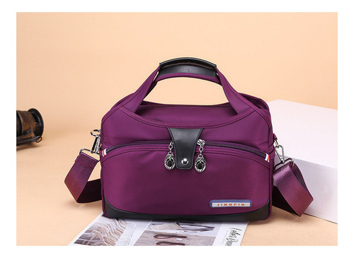 Oxford Fash Bolsos Impermeables De Tamaño Mediano Para Mujer Color Violeta Diseño De La Tela Liso