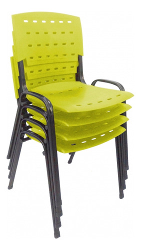 Kit 4 Cadeiras Igreja Recepção Salão Escritorio LG Flex Cor Amarelo
