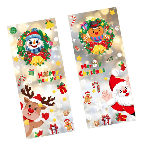2 X 4x Adhesivos Navideños Para Ventanas, Decoraciones
