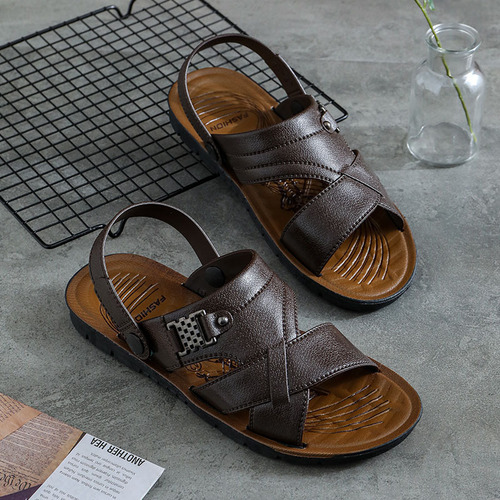 Sandalias Para Hombre De Playa Ajustable Casuales Con Velcro