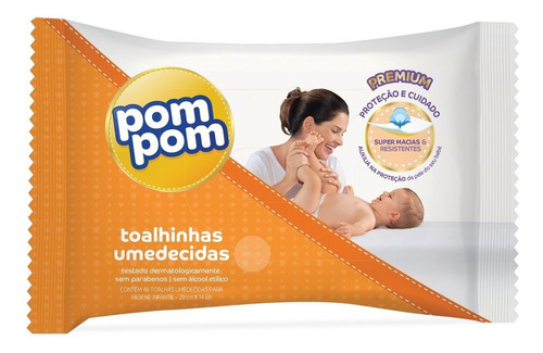 Toalhas Umedecidas Pom Pom Suave 46 Unidades