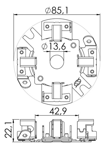 Suporte De Escovas Motor De Partida - Unifap 1.197/4 - 12v