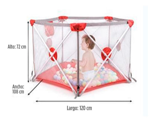 Imagen 3 de 8 de Corralito Bebe Plegable Bolso Pelotitas P Exterior Outlet